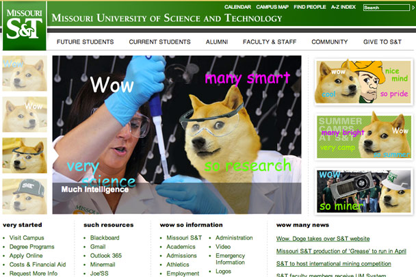 Missouri University of Science and Technology April Fools' homepage takeover
