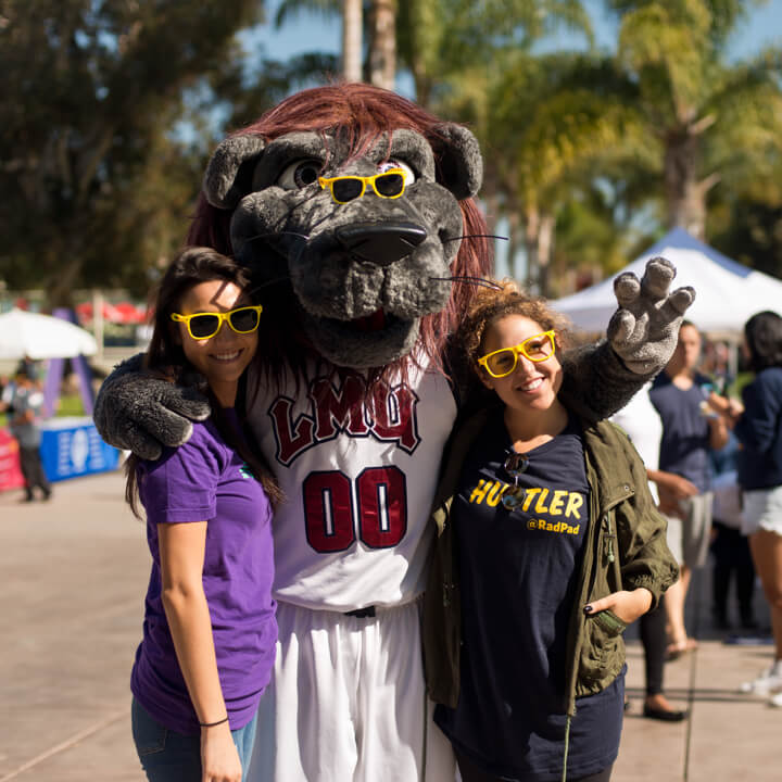 group of students with mascot