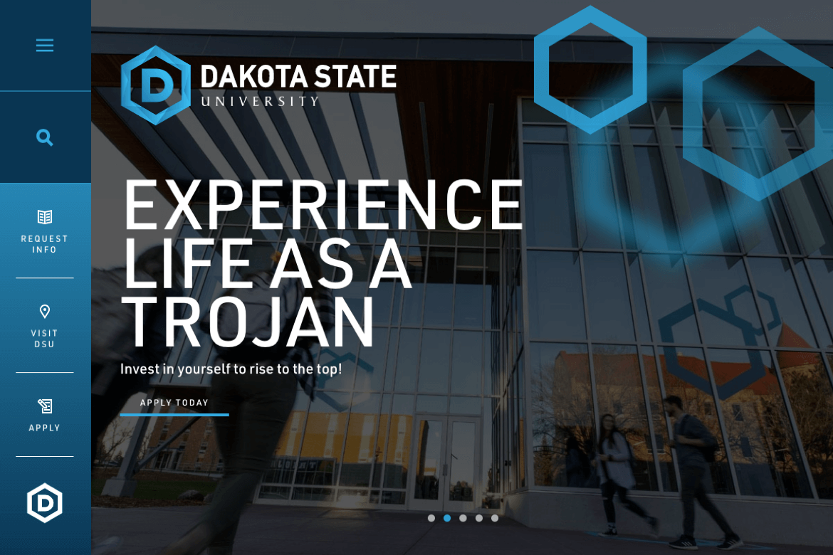 Homepage display of dakota state university 